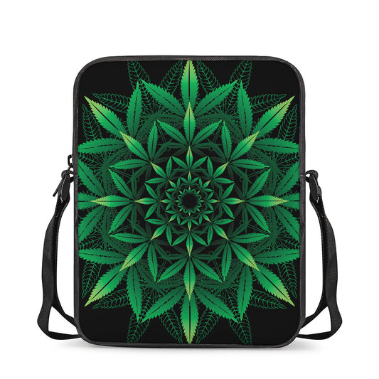 Cannabis Leaf Mandala Print Rectangular Crossbody Bag