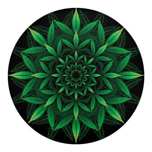 Cannabis Leaf Mandala Print Round Blanket