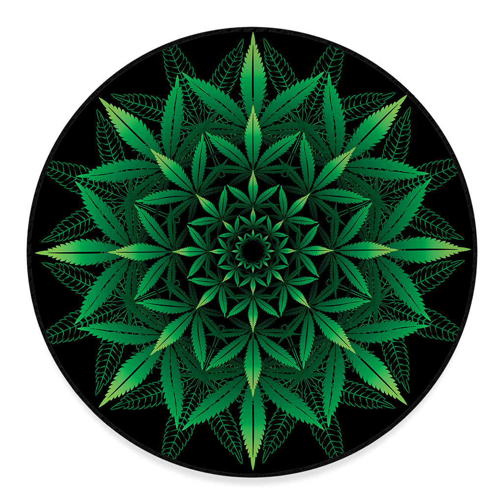 Cannabis Leaf Mandala Print Round Floor Mat