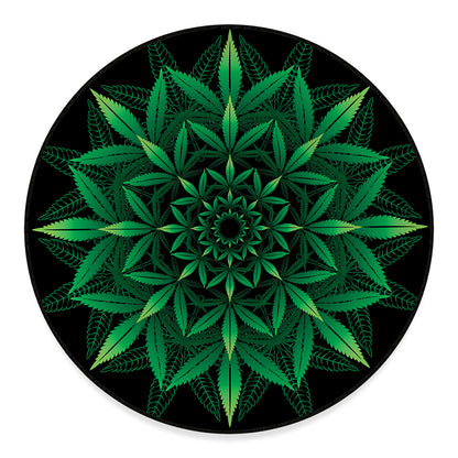 Cannabis Leaf Mandala Print Round Floor Mat