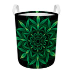 Cannabis Leaf Mandala Print Round Laundry Basket