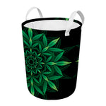 Cannabis Leaf Mandala Print Round Laundry Basket