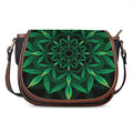 Cannabis Leaf Mandala Print Saddle Bag