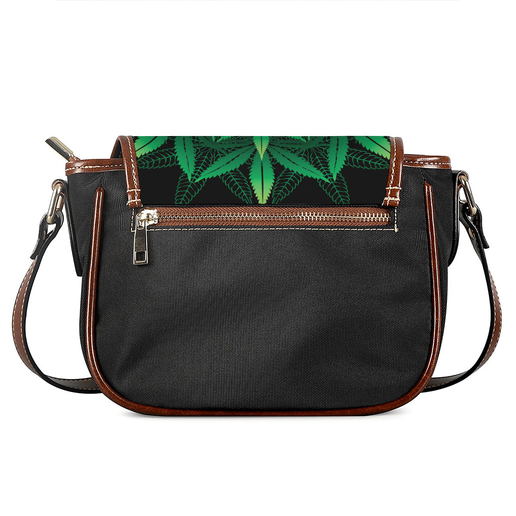Cannabis Leaf Mandala Print Saddle Bag