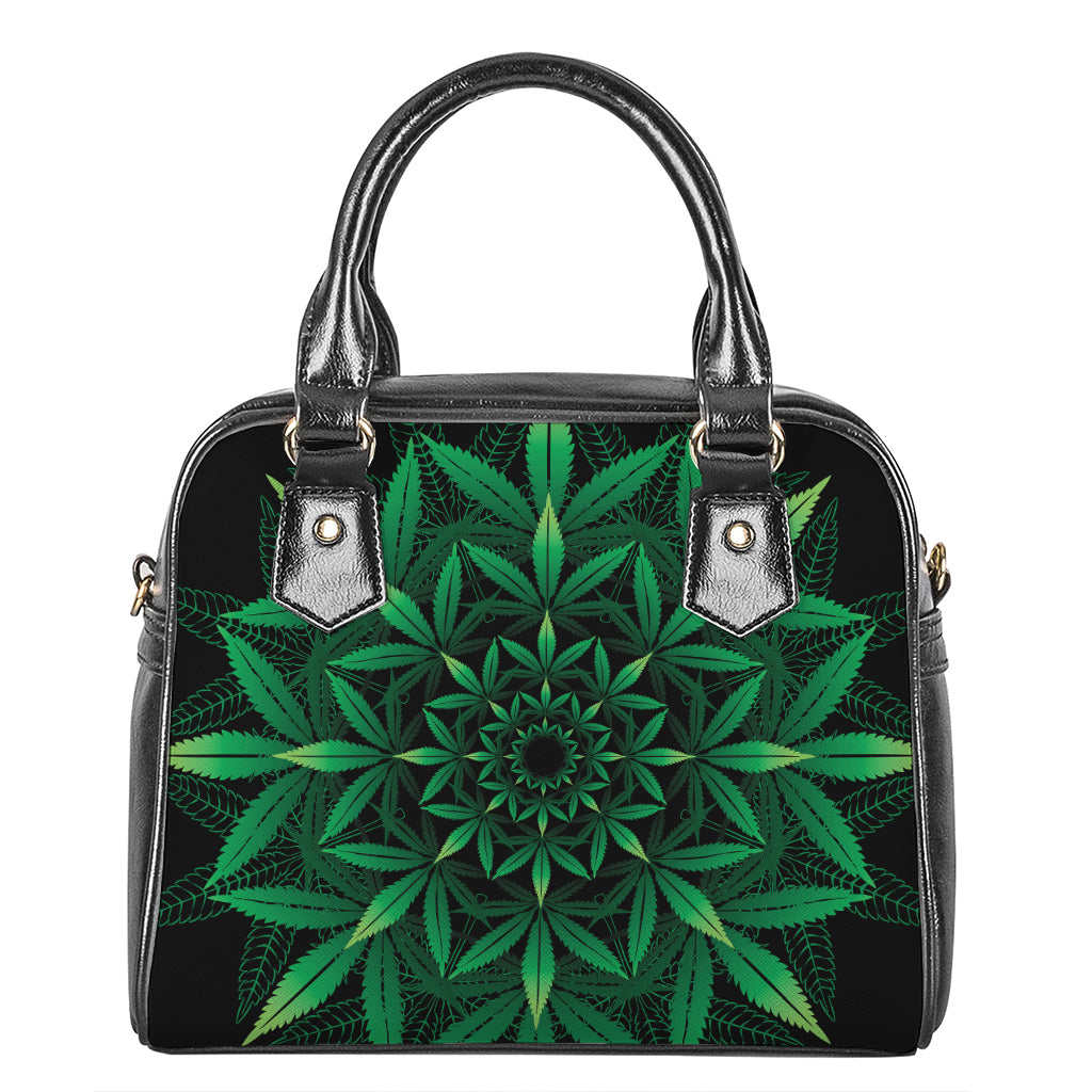 Cannabis Leaf Mandala Print Shoulder Handbag