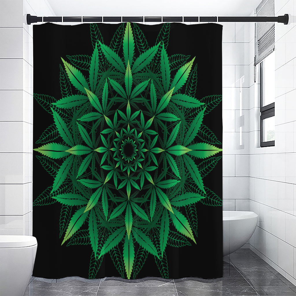 Cannabis Leaf Mandala Print Shower Curtain