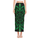 Cannabis Leaf Mandala Print Side Slit Maxi Skirt