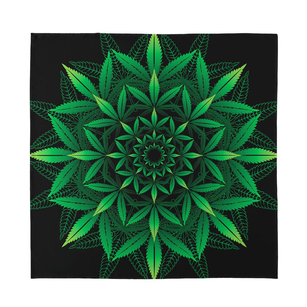 Cannabis Leaf Mandala Print Silk Bandana