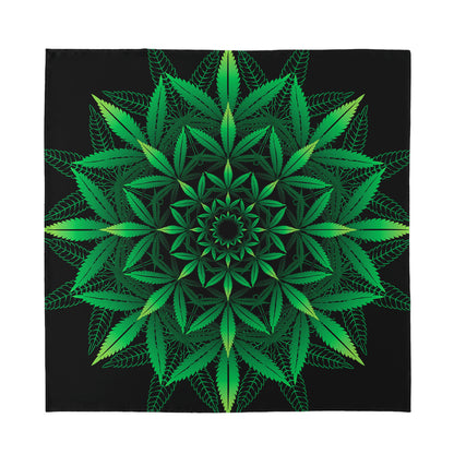 Cannabis Leaf Mandala Print Silk Bandana