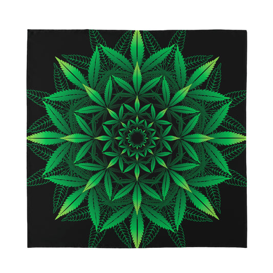 Cannabis Leaf Mandala Print Silk Bandana