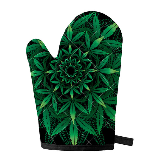Cannabis Leaf Mandala Print Single Oven Mitt