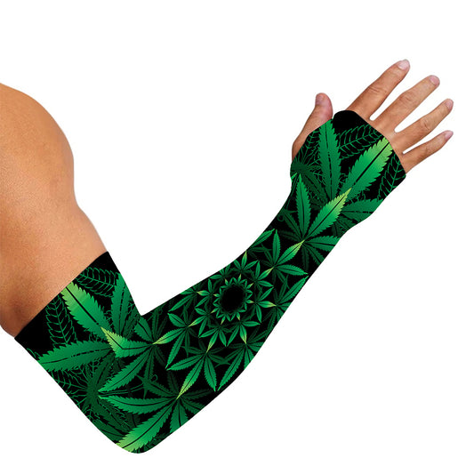 Cannabis Leaf Mandala Print Sun Protection Arm Sleeves