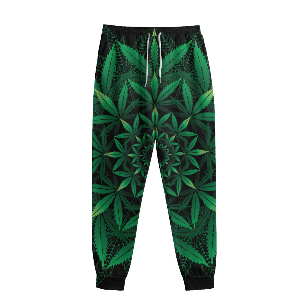 Cannabis Leaf Mandala Print Sweatpants