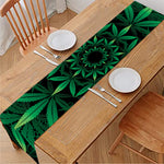 Cannabis Leaf Mandala Print Table Runner