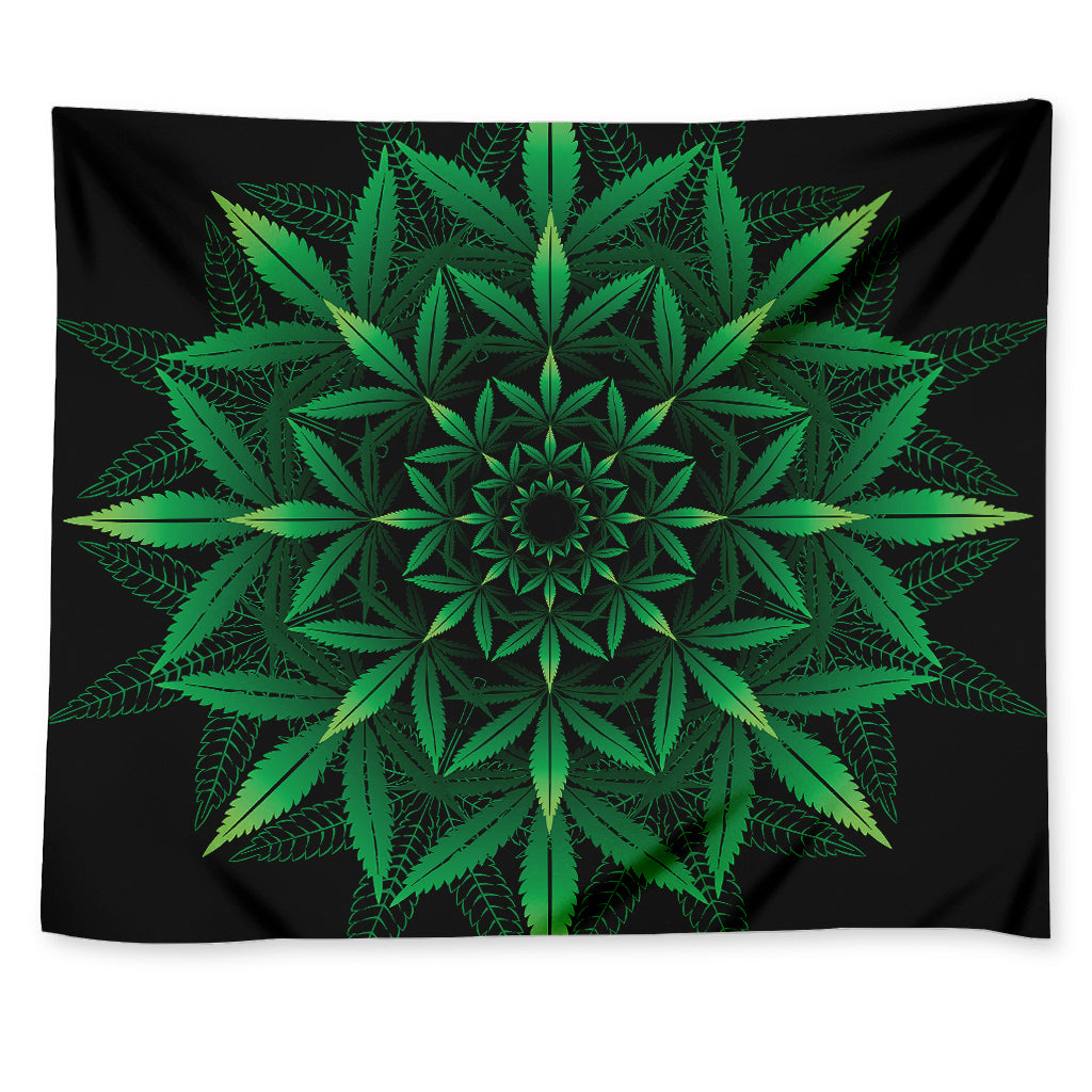 Cannabis Leaf Mandala Print Tapestry