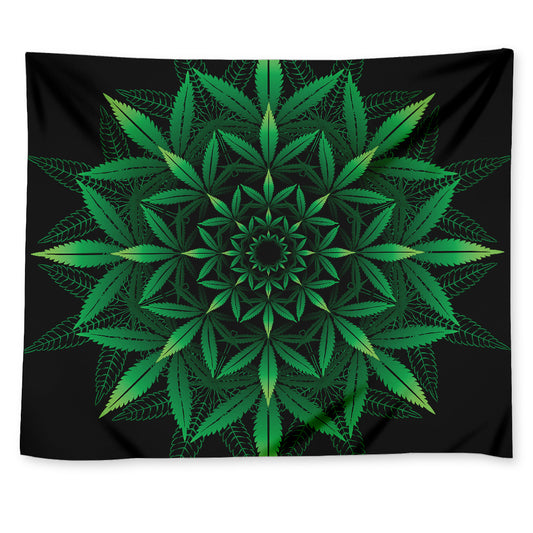 Cannabis Leaf Mandala Print Tapestry