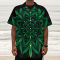 Cannabis Leaf Mandala Print Textured Short Sleeve Shirt
