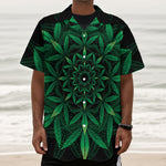 Cannabis Leaf Mandala Print Textured Short Sleeve Shirt