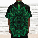 Cannabis Leaf Mandala Print Textured Short Sleeve Shirt