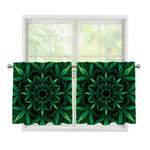 Cannabis Leaf Mandala Print Tier Curtains