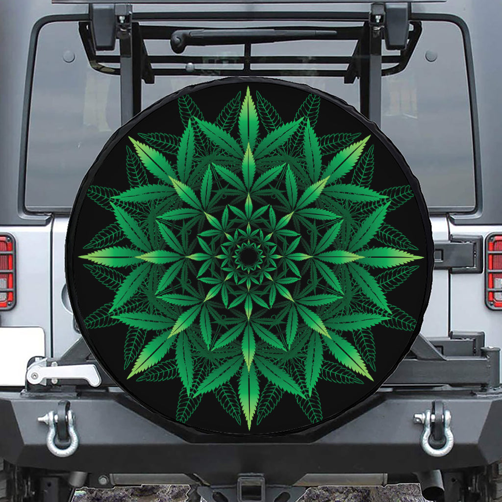 Cannabis Leaf Mandala Print Tire Cover