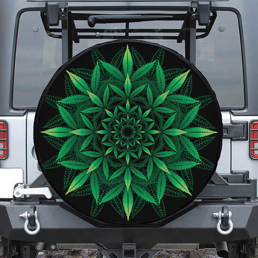 Cannabis Leaf Mandala Print Tire Cover