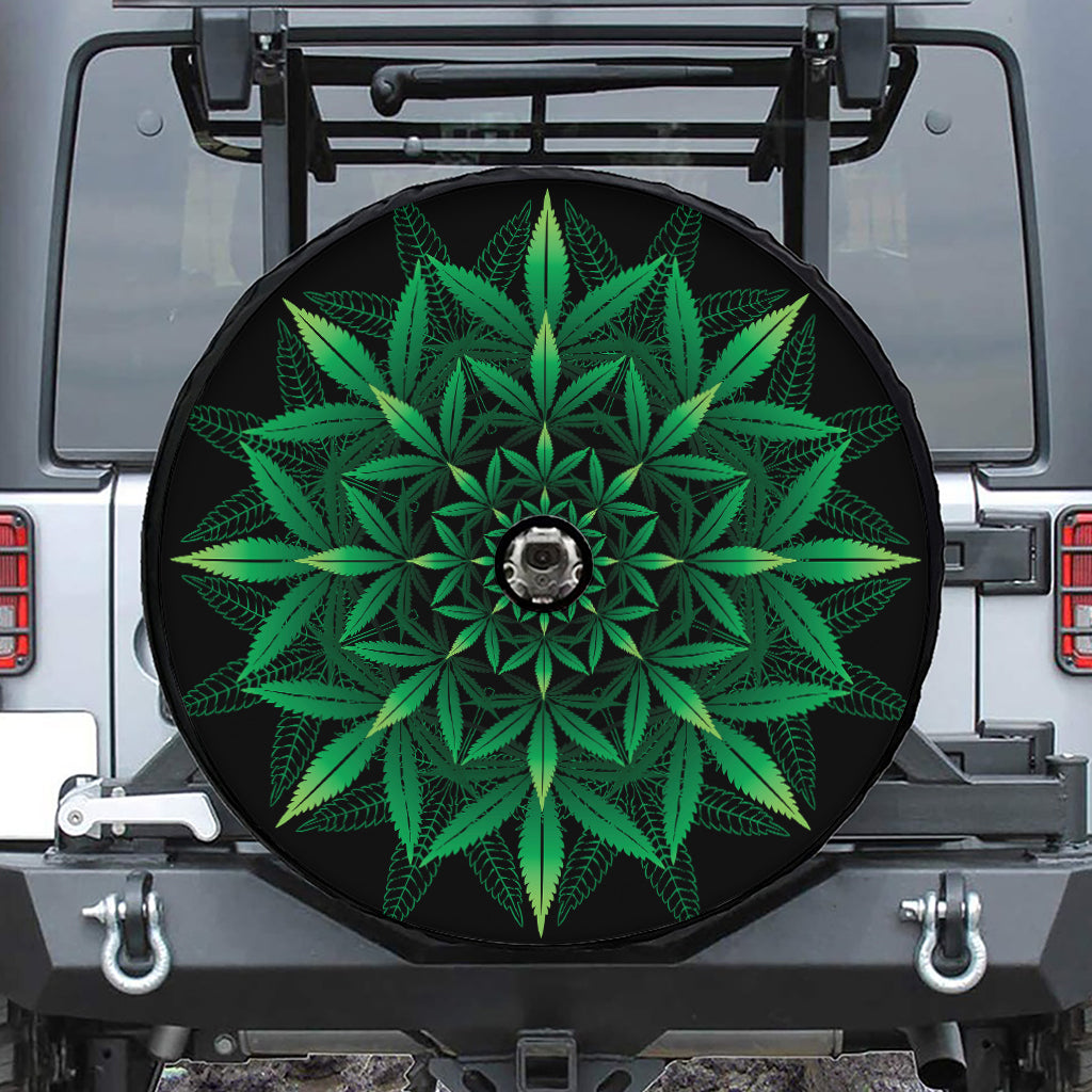 Cannabis Leaf Mandala Print Tire Cover With Camera Hole