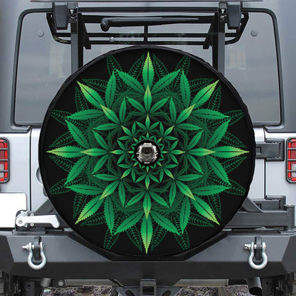 Cannabis Leaf Mandala Print Tire Cover With Camera Hole