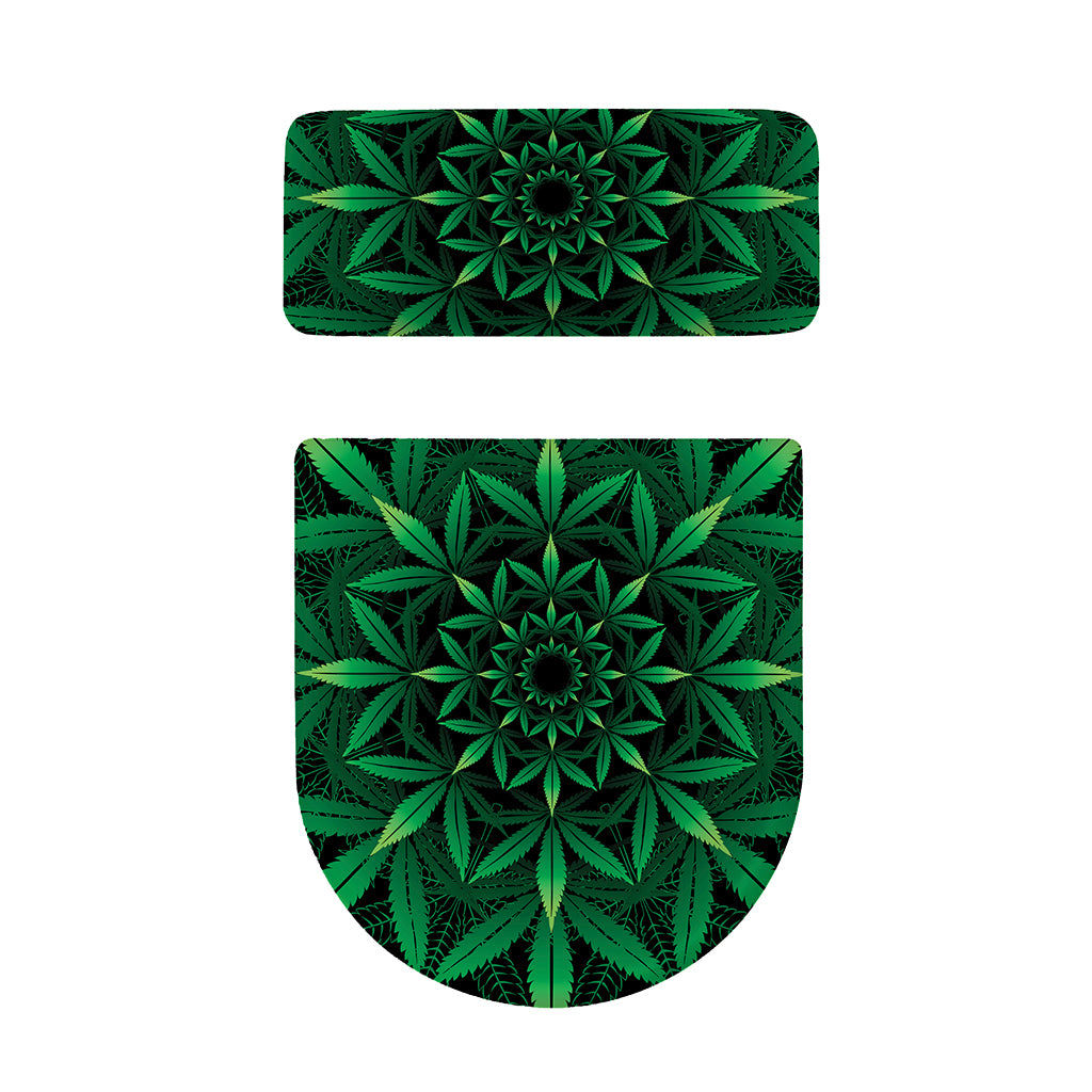 Cannabis Leaf Mandala Print Toilet Lid And Tank Cover Set