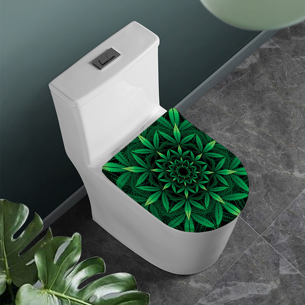 Cannabis Leaf Mandala Print Toilet Lid Cover