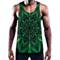 Cannabis Leaf Mandala Print Men's Workout Tank Top