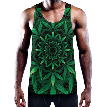 Cannabis Leaf Mandala Print Training Tank Top