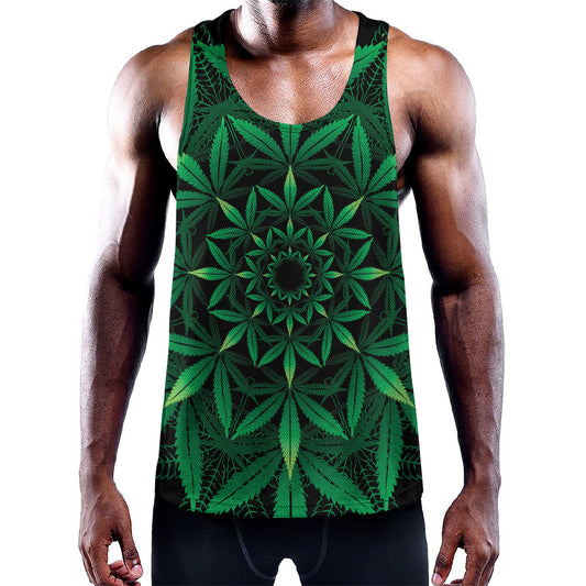 Cannabis Leaf Mandala Print Training Tank Top