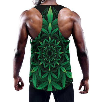 Cannabis Leaf Mandala Print Training Tank Top