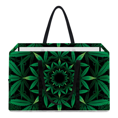Cannabis Leaf Mandala Print Utility Tote Bag