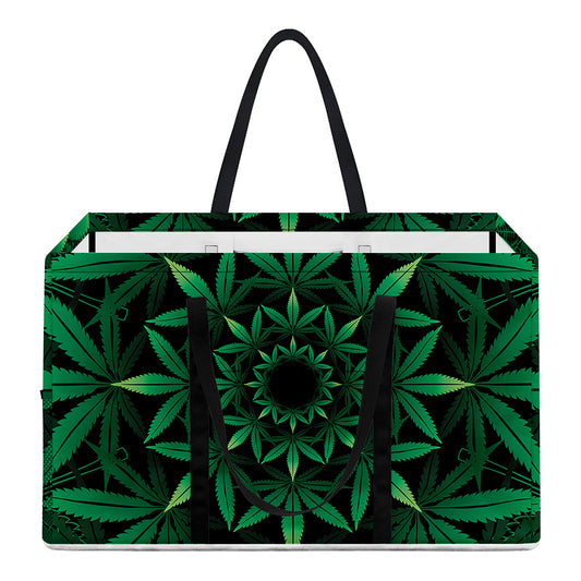 Cannabis Leaf Mandala Print Utility Tote Bag