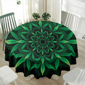Cannabis Leaf Mandala Print Waterproof Round Tablecloth