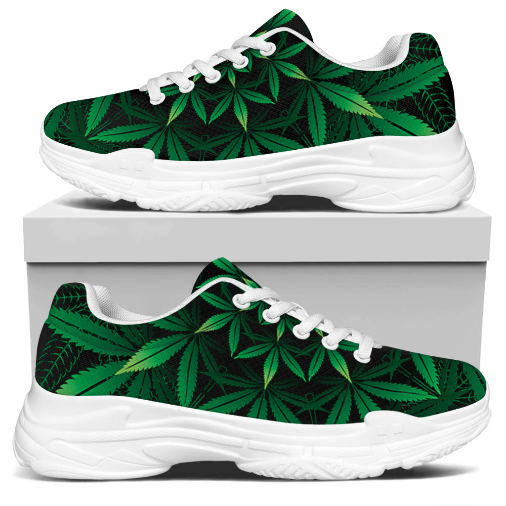 Cannabis Leaf Mandala Print White Chunky Shoes