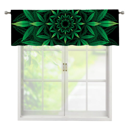 Cannabis Leaf Mandala Print Window Valance