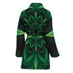 Cannabis Leaf Mandala Print Women's Bathrobe