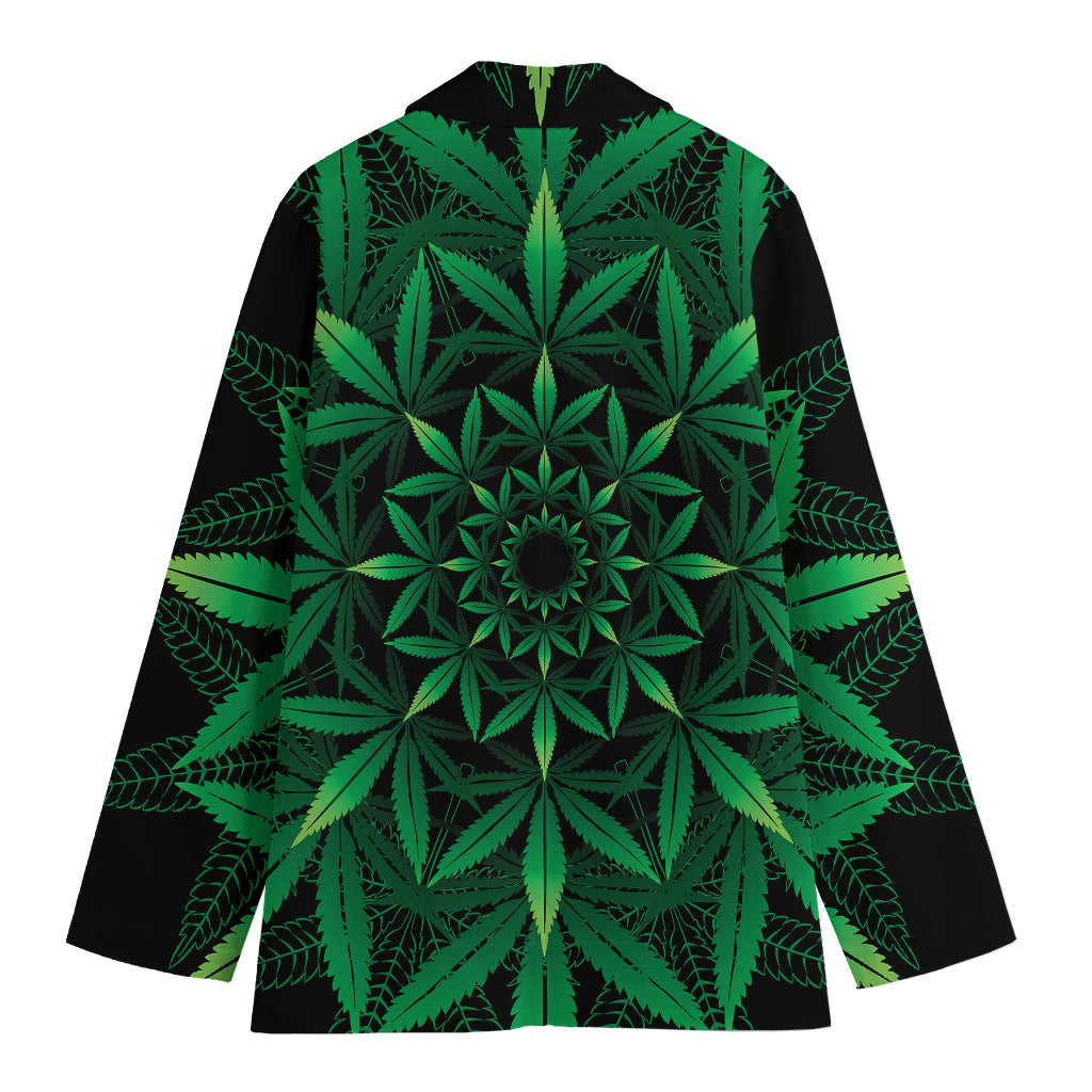 Cannabis Leaf Mandala Print Women's Blazer
