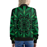 Cannabis Leaf Mandala Print Women's Bomber Jacket