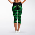 Cannabis Leaf Mandala Print Women's Capri Leggings