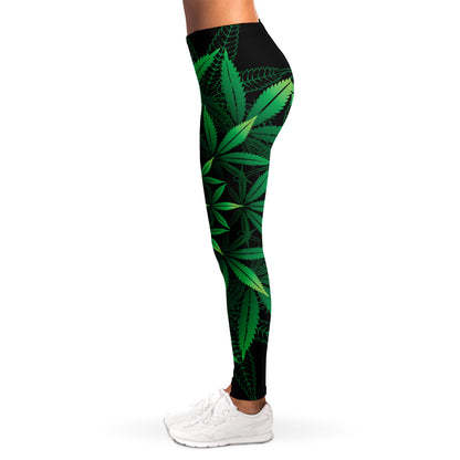 Cannabis Leaf Mandala Print Women's Leggings