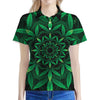 Cannabis Leaf Mandala Print Women's Polo Shirt