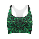 Cannabis Leaf Mandala Print Women's Sports Bra