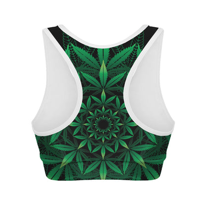 Cannabis Leaf Mandala Print Women's Sports Bra