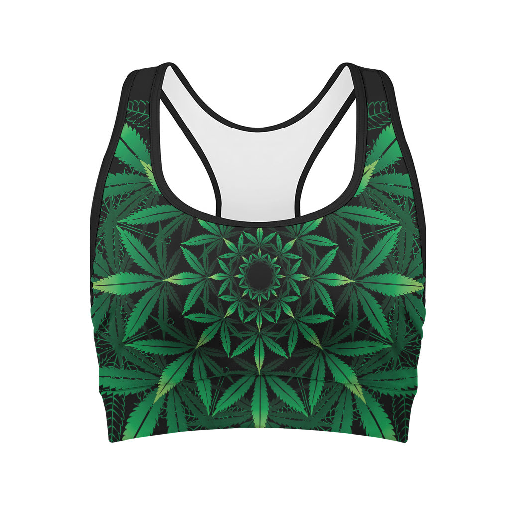 Cannabis Leaf Mandala Print Women's Sports Bra