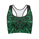 Cannabis Leaf Mandala Print Women's Sports Bra