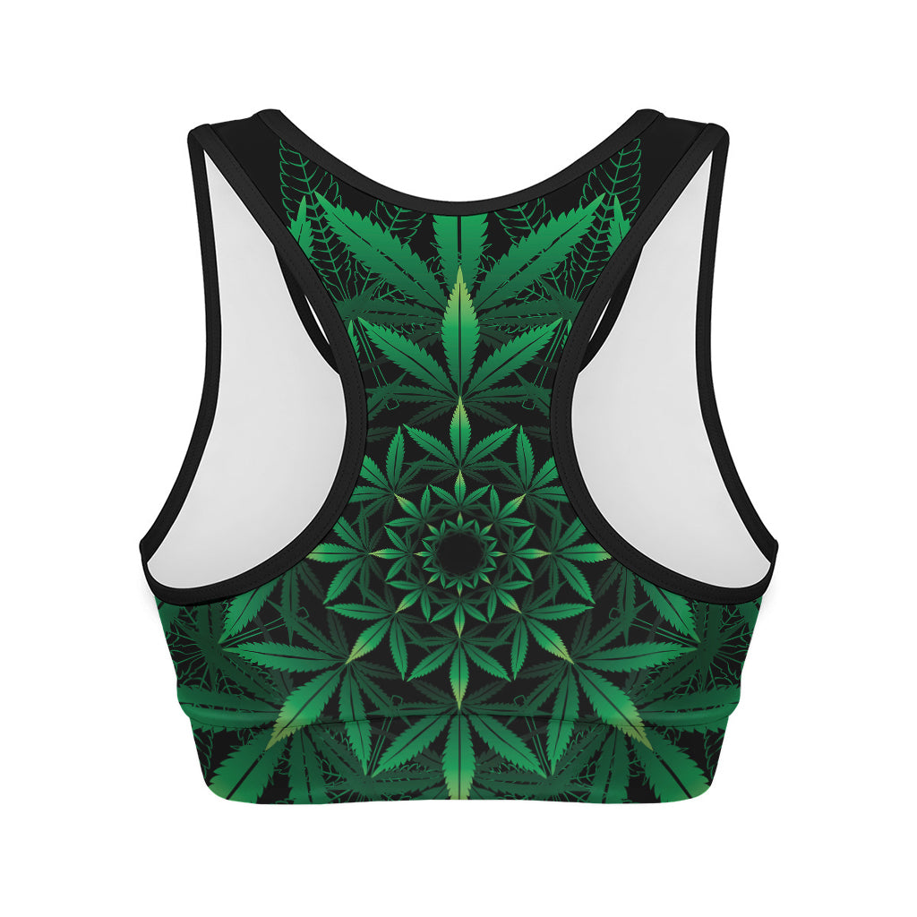 Cannabis Leaf Mandala Print Women's Sports Bra